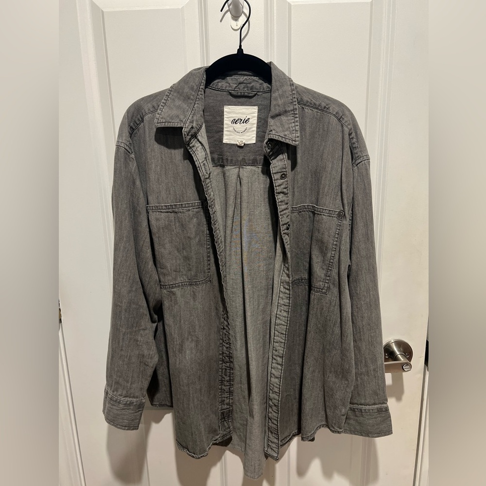 Aerie Charcoal Button-Up Shirt